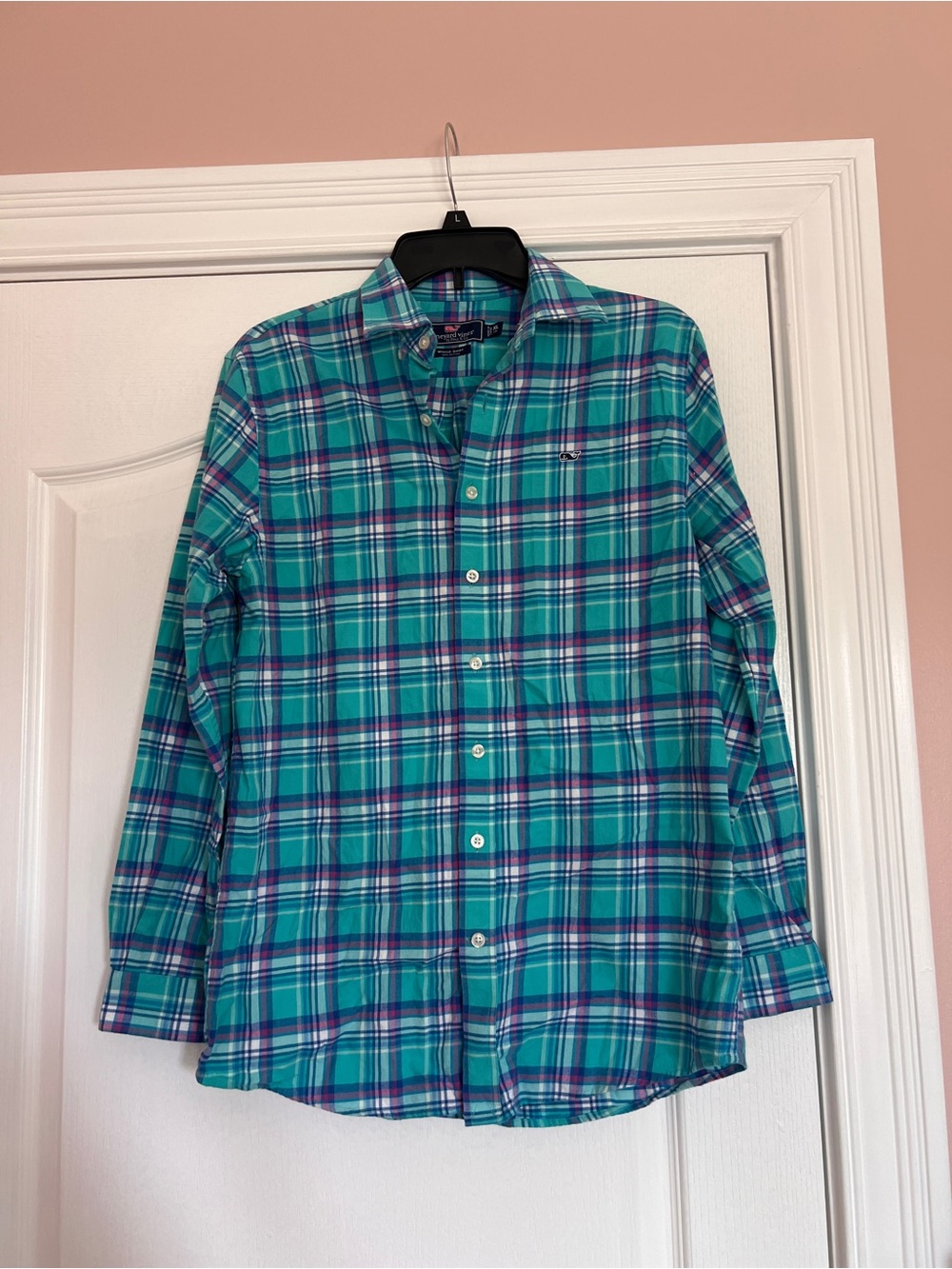 Vineyard Vines Teal and Blue Plaid Button-Down Shirt